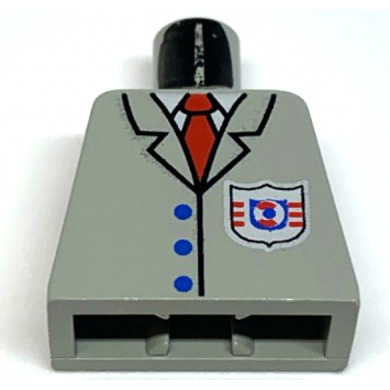 Torso Rescue Coast Guard Logo, Red Tie, Suit Buttons Pattern