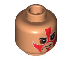 Minifigure, Head Face Paint with Red Paint and Sunken Eyes Pattern - Blocked Open Stud