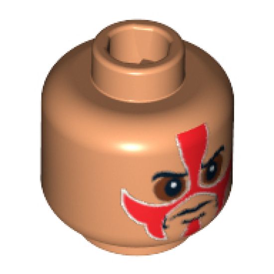 Minifigure, Head Face Paint with Red Paint and Sunken Eyes Pattern - Blocked Open Stud