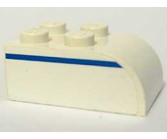 Slope, Curved 3 x 2 x 1 with Four Studs with Blue Line Left Pattern (Sticker) - Set 1376