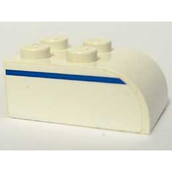 Slope, Curved 3 x 2 x 1 with Four Studs with Blue Line Left Pattern (Sticker) - Set 1376