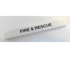 Tile 1 x 8 with Black 'FIRE & RESCUE' Pattern (Sticker) - Set 8289