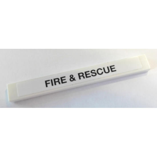 Tile 1 x 8 with Black 'FIRE & RESCUE' Pattern (Sticker) - Set 8289
