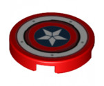 Tile, Round 2 x 2 with Bottom Stud Holder with Captain America Star Shield and Rivets Pattern