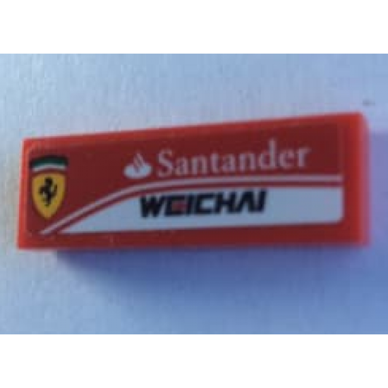 Tile 1 x 3 with 'Santander', 'WEICHAI' and Ferrari Logo Pattern Model Right Side (Sticker) - Set 75879