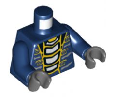 Torso Ninjago Snake with Yellow and Light Blue Scales Pattern / Dark Blue Arms / Dark Bluish Gray Hands