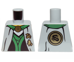 Torso Ninjago Robe with Green Sash, Asian Characters and Gold Snake Emblem Pattern