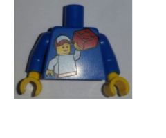 Torso LEGO KidsFest Boy Holding Red Brick Pattern / Blue Arms / Yellow Hands