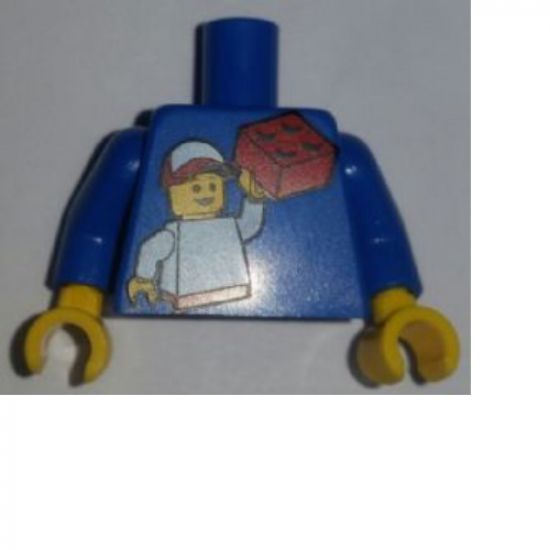 Torso LEGO KidsFest Boy Holding Red Brick Pattern / Blue Arms / Yellow Hands