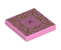 Tile 2 x 2 with Gold Lace and Bright Pink Button Pattern (Cushion)