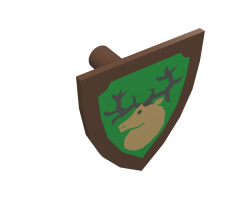 Minifigure, Shield Triangular with Forestmen Deer Head Pattern