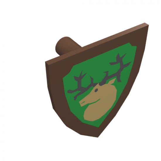 Minifigure, Shield Triangular with Forestmen Deer Head Pattern