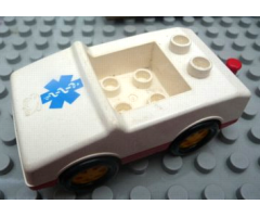 Duplo, Vehicle Car with 1 x 2 Studs with Red Base and EMT Star of Life Pattern