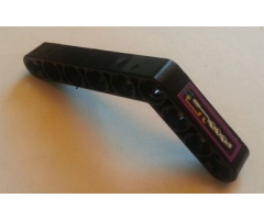 Technic, Liftarm 1 x 9 Bent (6 - 4) Thick with Light Gray Mechanical and Yellow and Dark Turquoise Wiring on Purple Background Pattern (Sticker) - Sets 3038 / 8266