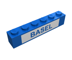 Brick 1 x 6 with Blue in White 'BASEL' Pattern (Set 113)