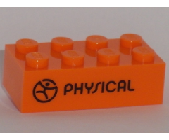 Brick 2 x 4 with Black 'PHYSICAL' Pattern (Play Day 2018)