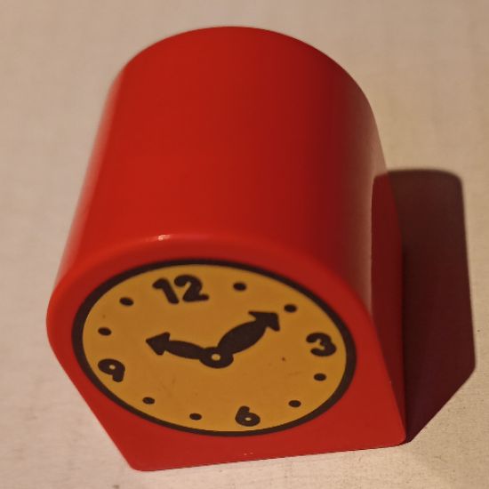 Duplo, Brick 2 x 2 x 2 Curved Top with Clock Hands 10:10 Pattern