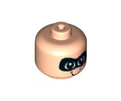 Minifigure, Head Baby / Toddler with Neck, Black Eyes, White Pupils, Black Mask and Smile Pattern