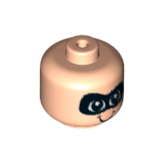 Minifigure, Head Baby / Toddler with Neck, Black Eyes, White Pupils, Black Mask and Smile Pattern