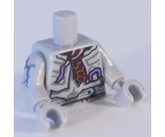 Torso Hoodie Tattered over Black and Red Shirt, Purple Tendrils Pattern / Light Bluish Gray Arms with Cracks Pattern / Light Bluish Gray Hands