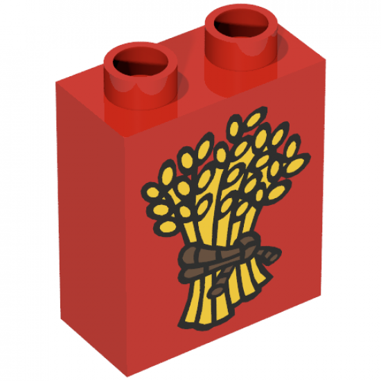 Duplo, Brick 1 x 2 x 2 with Wheat and Braided Rope Pattern