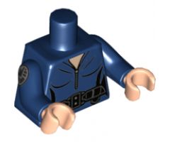 Torso Female Jumpsuit with Silver Zipper and Black Utility Belt Pattern / Dark Blue Arm Left / Dark Blue Arm Right with SHIELD Logo Pattern / Light Nougat Hands