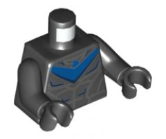 Torso Armor, Blue Chevron with Bird Head, Dark Blue and Light Bluish Gray Muscle Contours Pattern / Black Arms / Black Hands