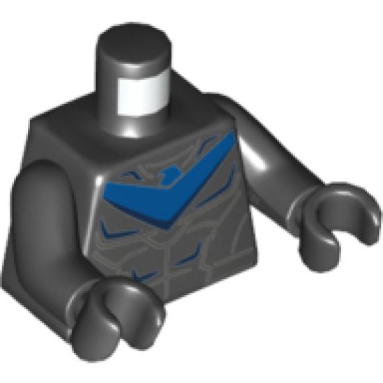 Torso Armor, Blue Chevron with Bird Head, Dark Blue and Light Bluish Gray Muscle Contours Pattern / Black Arms / Black Hands