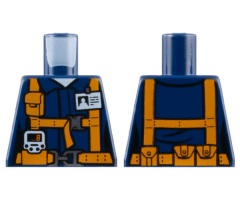 Torso Town Miners Dark Blue Shirt with Orange Suspender Straps Pattern with Radio and ID Badge