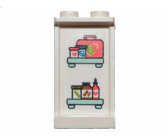 Panel 1 x 2 x 3 with Side Supports - Hollow Studs with Shelves, First Aid Kit and Drugs Pattern (Sticker) - Set 41424