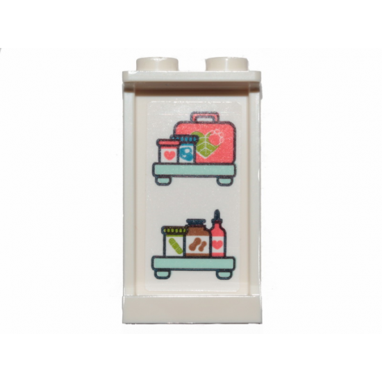 Panel 1 x 2 x 3 with Side Supports - Hollow Studs with Shelves, First Aid Kit and Drugs Pattern (Sticker) - Set 41424