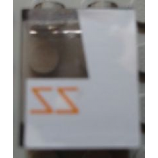 Panel 1 x 2 x 2 - Hollow Studs with Reversed Orange 'ZZ' on White Background SW Rebel Snowspeeder Pattern Model Left Side (Sticker) - Set 10129