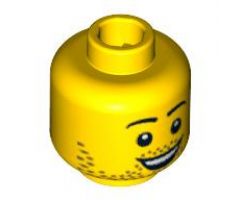 Minifigure, Head Dual Sided Beard Stubble, Smile / Open Smile Pattern - Hollow Stud