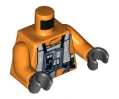 Torso SW Rebel Pilot with Askew Front Panel, Black and White Belts with Buckles on Back Pattern / Orange Arms / Black Hands