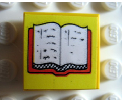 Tile 2 x 2 with Book, Open Pattern (Sticker) - Set 230-1