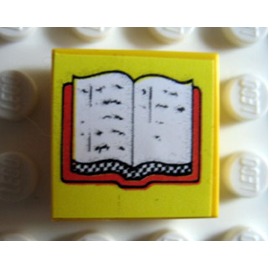 Tile 2 x 2 with Book, Open Pattern (Sticker) - Set 230-1