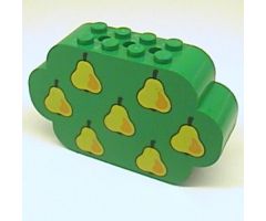 Slope, Curved 8 x 2 x 4 Triple with Eight Studs with 7 Pears Pattern