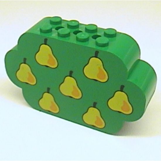 Slope, Curved 8 x 2 x 4 Triple with Eight Studs with 7 Pears Pattern