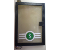 Door 1 x 4 x 5 Left with Trans-Black Glass and Dollar Sign '$' in Green Circle Pattern (Sticker) - Set 4854