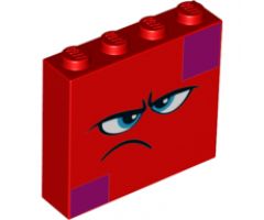 Brick 1 x 4 x 3 with Dark Azure Eyes, Furrowed Eyebrows, Frown and Magenta Squares on Two Corners Pattern (Queen Watevra Wa'Nabi Face)