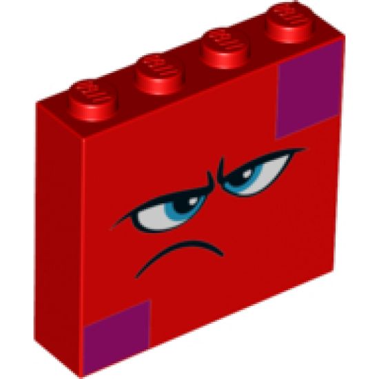 Brick 1 x 4 x 3 with Dark Azure Eyes, Furrowed Eyebrows, Frown and Magenta Squares on Two Corners Pattern (Queen Watevra Wa'Nabi Face)