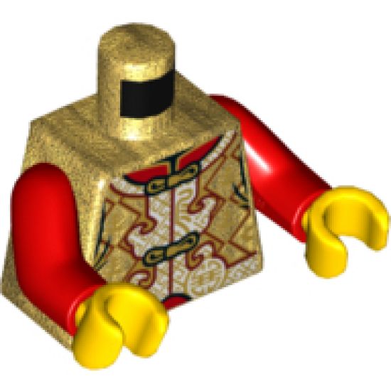 Torso Ornate Gold, White, and Dark Red Vest over Red Shirt Pattern / Red Arms / Yellow Hands