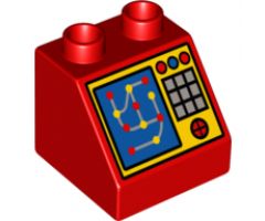 Duplo, Brick 2 x 2 x 1 1/2 Slope 45 with Computer Screen & Buttons Pattern