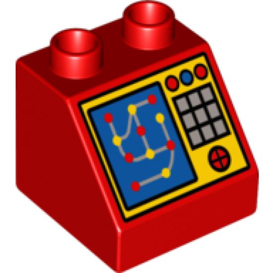 Duplo, Brick 2 x 2 x 1 1/2 Slope 45 with Computer Screen & Buttons Pattern