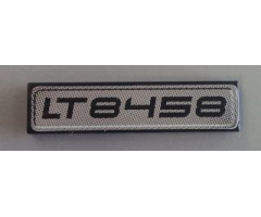 Tile 1 x 4 with Black 'LT8458' Pattern on Silver Background (Sticker) - Set 8458