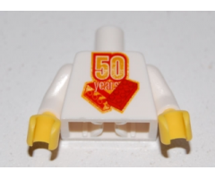 Torso Lego 50 Year Anniversary Logo Pattern / White Arms / Yellow Hands