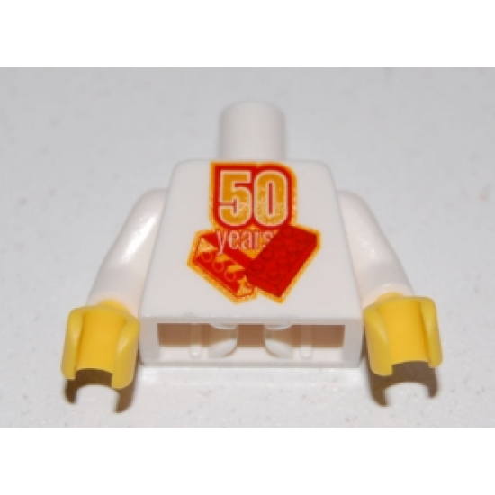 Torso Lego 50 Year Anniversary Logo Pattern / White Arms / Yellow Hands