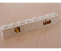 Brick 1 x 8 with Train Tickets & Hamburger Pattern (Sticker) - Set 2150