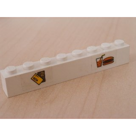 Brick 1 x 8 with Train Tickets & Hamburger Pattern (Sticker) - Set 2150