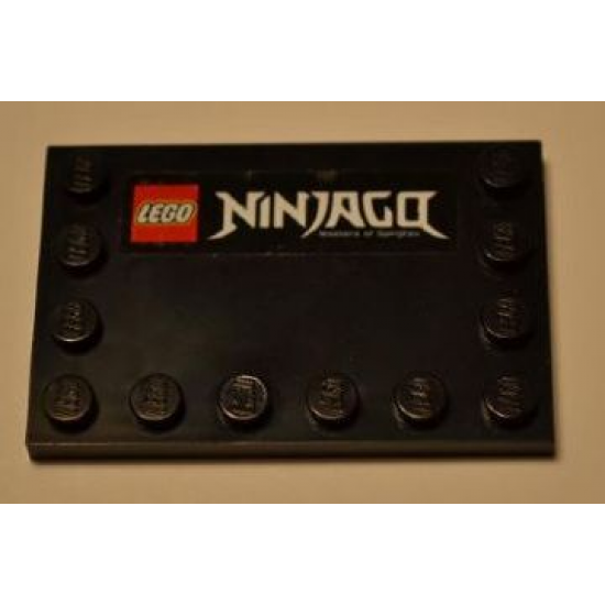 Tile, Modified 4 x 6 with Studs on Edges with Lego Logo and 'NINJAGO' Pattern (Sticker) - Set 4636204